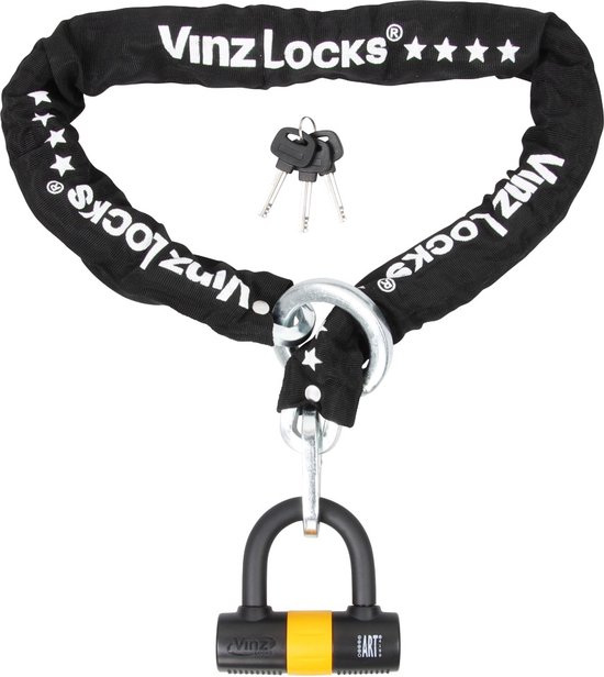 VINZ Trivor ART 4 Slot | ART4 Goedgekeurd Motorslot / Bakfiets slot / Fietsslot / Bootslot / Scooterslot | 3 Sleutels | Lang kettingslot ART4 | 3 Sleutels | Extra Reikwijdte door ring / loop | 200cm