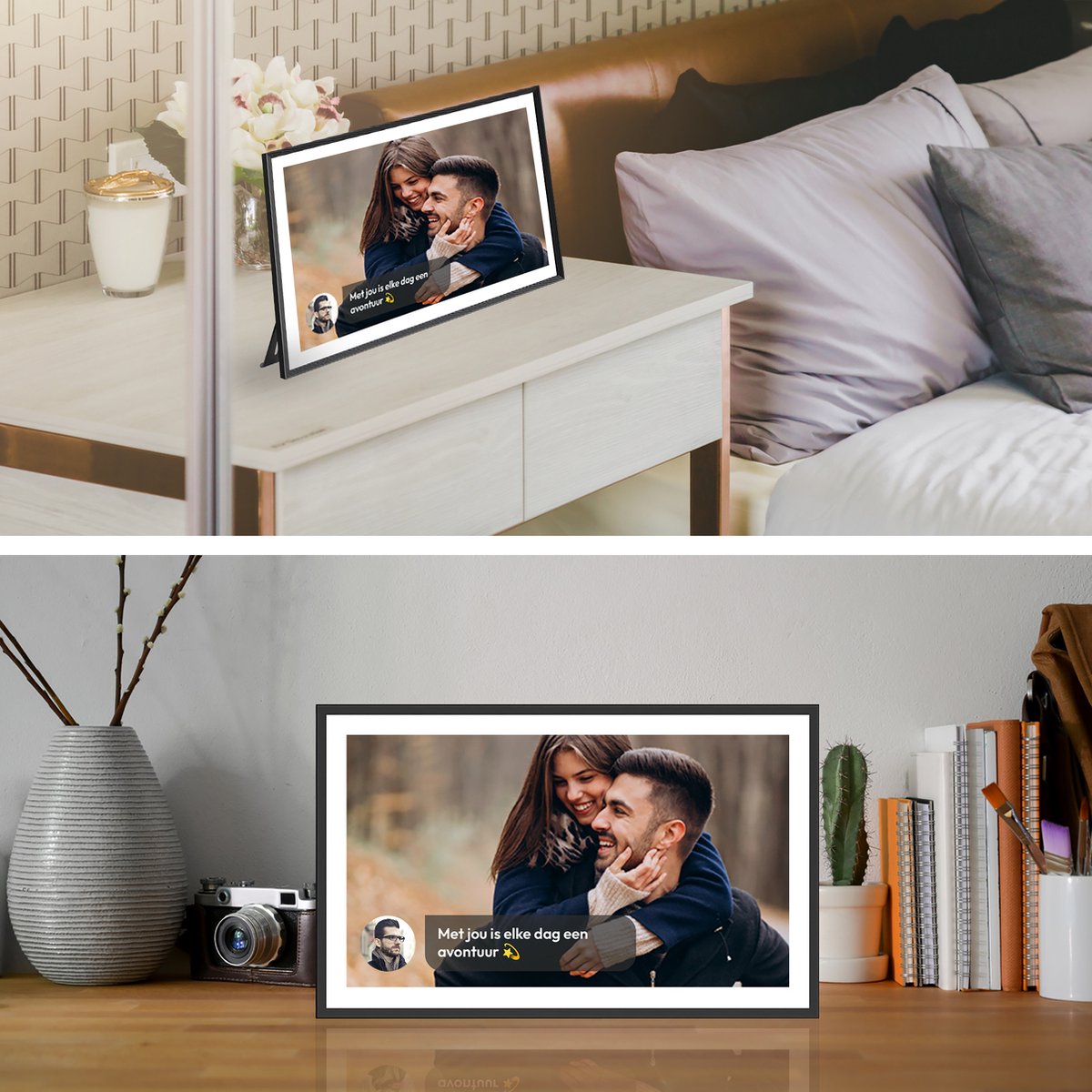 Digitale fotolijst met WiFi en Frameo App - 15.6 inch HD+ IPS Display - Fotokader met Touchscreen - 32GB - Zwart/Wit - frameo digitale fotolijst - digitale fotokader - digitaal fotolijstje thumbnail 4