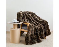 Slowwave 'Royal Snuggle' Luxury Blanket - Stijlvolle en ultra-zachte woondeken/plaid - Ultieme combinatie van faux fur (ene zijde) en sherpa (andere zijde) - Hoge kwaliteit en eenvoudig te wassen - Eye-catcher in elk interieur