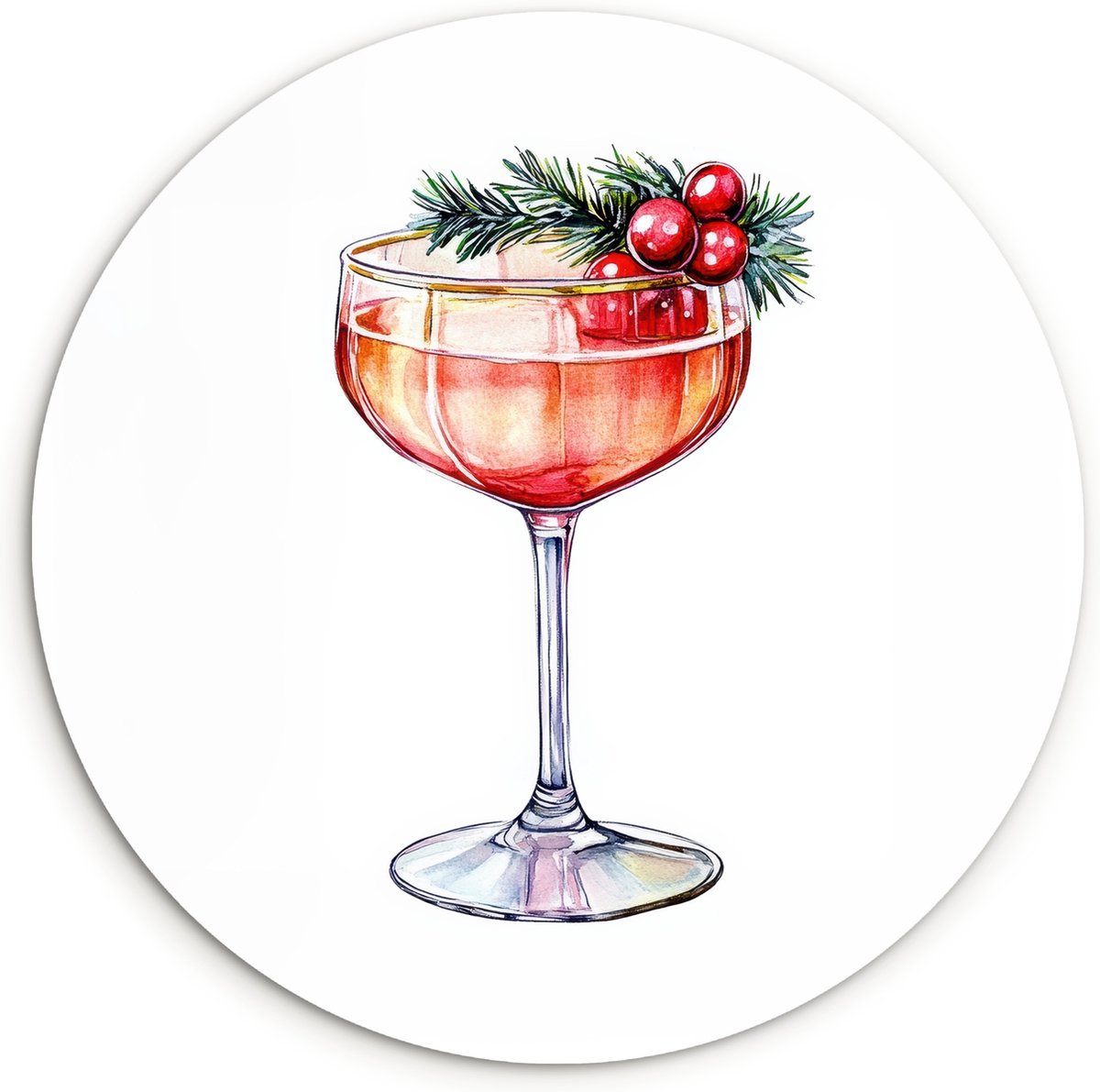 WallCircle Wandcirkel 30x30 cm - Muurcirkel Cocktail - Feest - Winter - Decoratie - Muurdecoratie woonkamer - Wanddecoratie keuken - Kamer decoratie accessoires - Ronde schilderijen Cocktail - Kerst