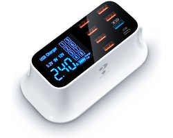 YONO Oplaadstation met Voeding - Super Oplader - 8 Poorten - Usb A C - Lader met Stekker - Wit