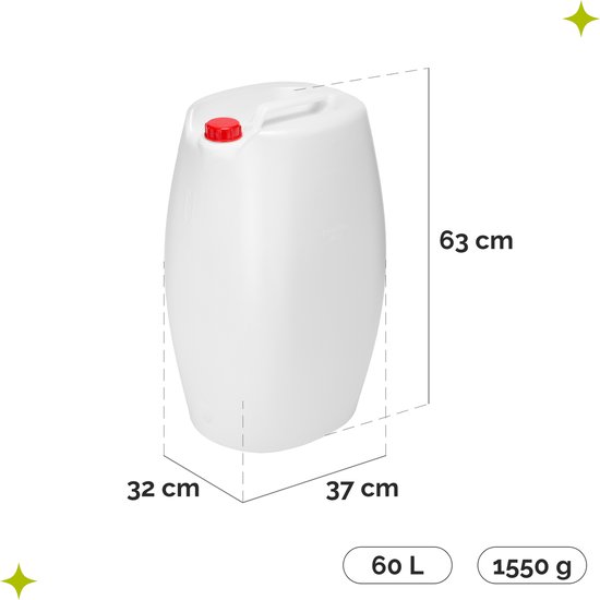 Jerrycan 60L – Wateropslag – Watertank – Voedselveilig – Opstapelbaar – Wit - GD-STE-Canister — afbeelding 3