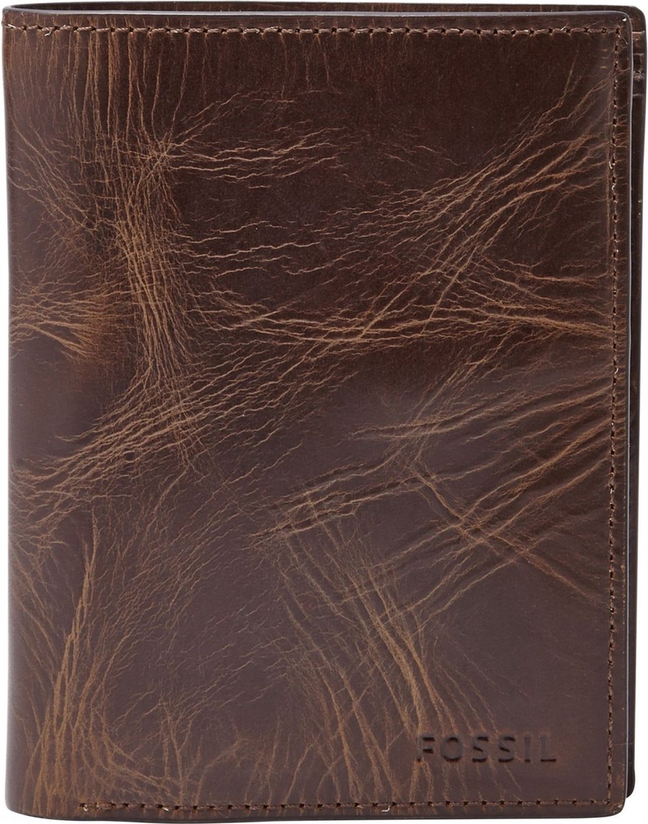 FOSSIL Leren Portemonnee Derrick International Combi Dark Brown Bruine