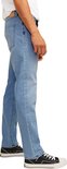 Man in lichtblauwe jeans, zijaanzicht, gedetailleerde wassing.
