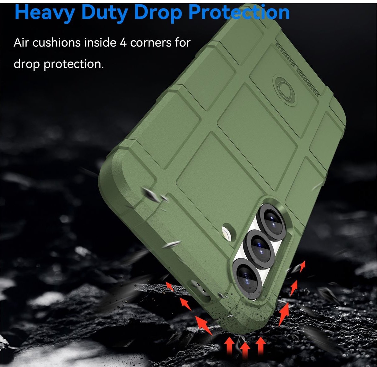 Mobigear Hoesje geschikt voor Samsung Galaxy S25 Telefoonhoesje Flexibel TPU | Mobigear Rugged Shield Backcover Shockproof | Schokbestendig Galaxy S25 Telefoonhoesje | Anti Shock Proof - Groen