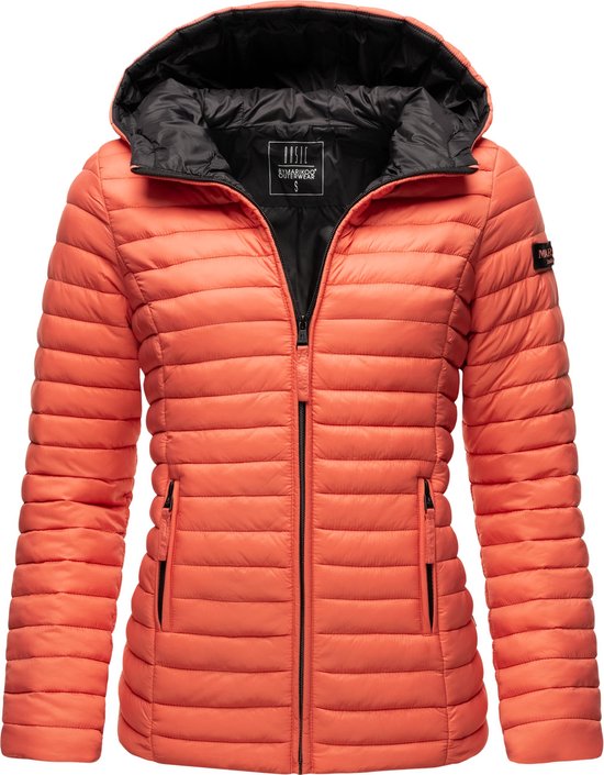 MARIKOO Warme gewatteerde winterjas voor dames met geïntegreerde rugzakdragers met Elira 16 XS-3XL, zwart, XL