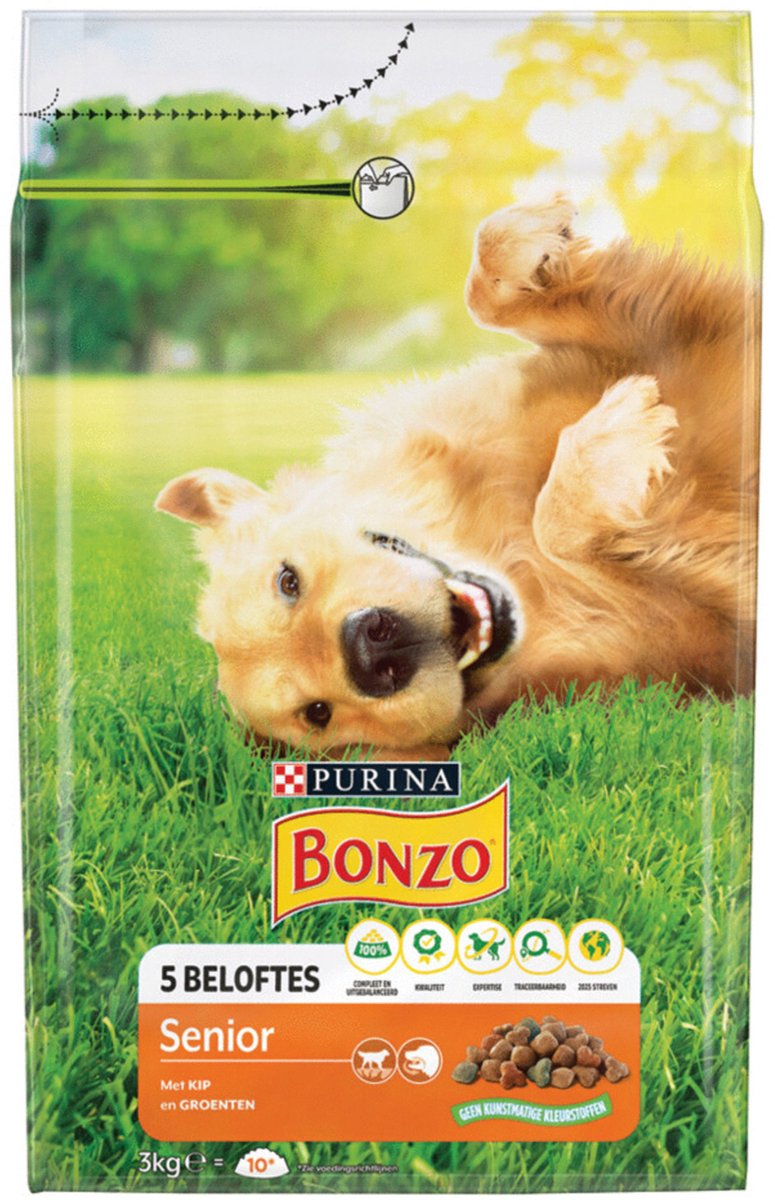 Bonzo Hondenvoer Droog Senior Kip - Groenten 3 kg