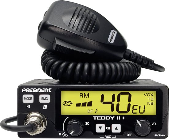 President Teddy II+ - AM/ FM - Radio CB - 12/24 Volts - VOX - MODÈLE 2025