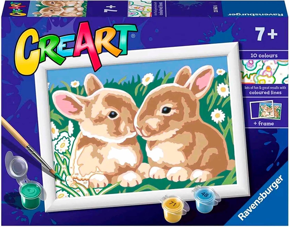 Ravensburger CreArt Fluffy Bunnies - Schilderen op nummer voor kinderen — afbeelding 2