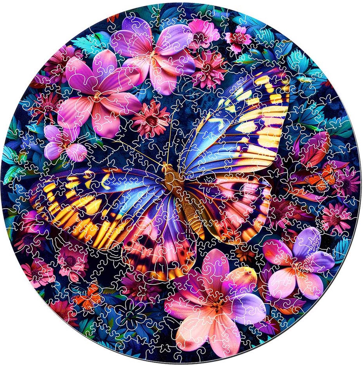 Figured'Art Houten Puzzel 200 Stukjes Volwassenen en Kinderen - Dieren - Vlinder en Bloemen - Uniek Design 28,5x28,5 cm met Premium Houten Doos, Perfect als Cadeau — cadeau in Spellen & Speelgoed - foto 7