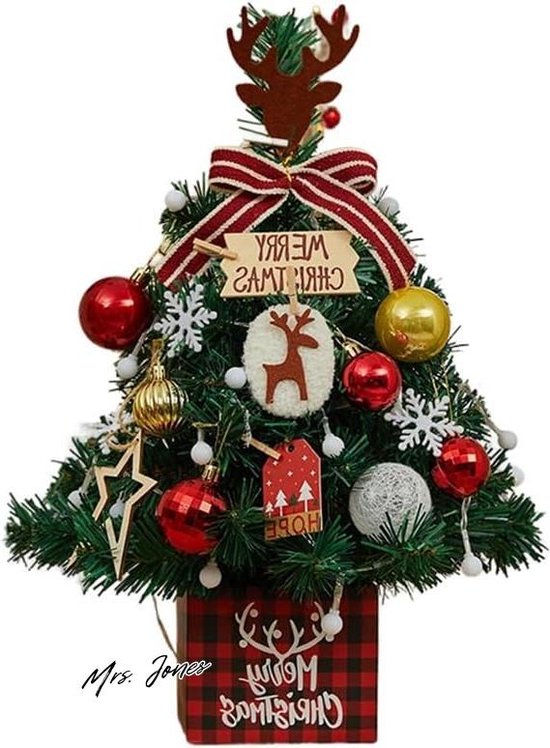 Foto: Mrs jones premium mini kerstboom versierd met verlichting kunstmatig 50 cm