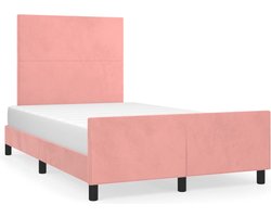 vidaXL - Bedframe - zonder - matras - 120x190 - cm - fluweel - roze