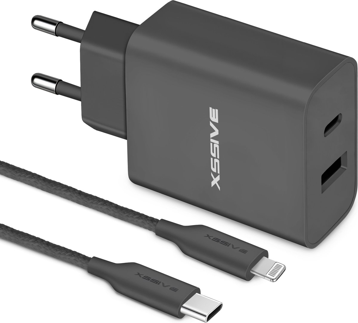 USB C Adapter 2 Poorten met geschikt voor USB-C naar Lightning Kabel 1 Meter