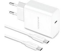 USB C Adapter 25W snellader met USB C naar USB C kabel - 1 Meter - Geschikt voor Samsung Galaxy Tab A7, A8, A9, S20, S24, S23, S22, S21 FE Ultra Plus