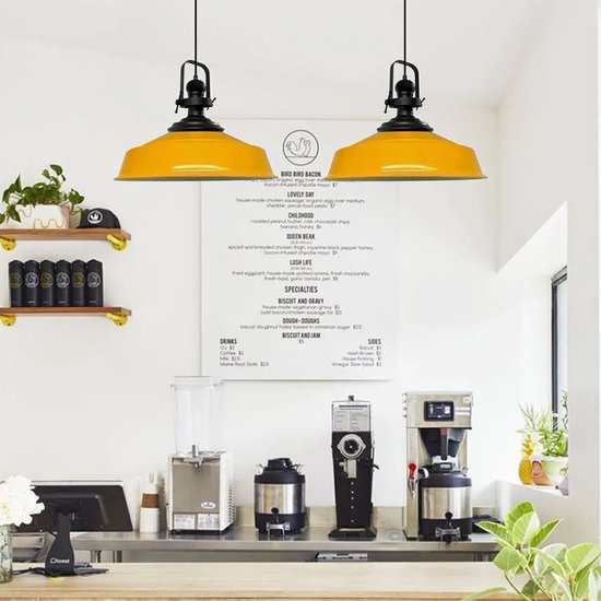 Bamyum Black-Asletl Lampe à suspension industrielle en métal jaune Ø40 cm, lampe à suspension Vintage , lampe à suspension E27
