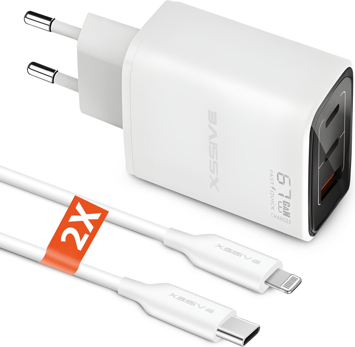 USB C Adapter 3 Poorten + Geschikt voor iPhone Oplader Kabel - Incl. 2x Oplaadkabel 1 Meter