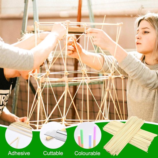 Ronde houten stokken 100 stuks - 300 mm x 3 mm - houten stokjes knutselen - suikerspin - rond natuurlijk hout - bamboestokken - doe-het-zelf kunst . van Craft Sensations — afbeelding 3
