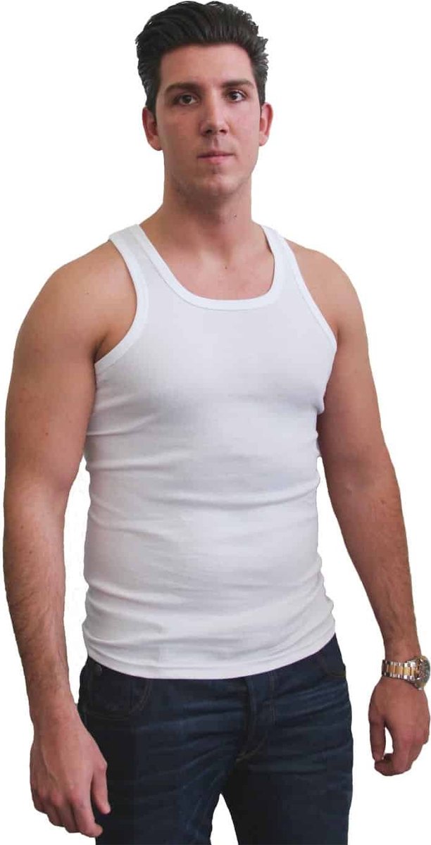 Naft - katoenen hemd heren - singlet - onderhemd heren - 4-pack - wit - maat S