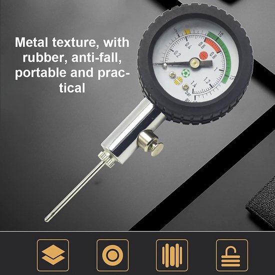Mxtech Manometer Voor Ballen – Digitale Drukmeter Voor Voetbal, Basketbal En Meer (Zwart, 0-1.4 Bar)
