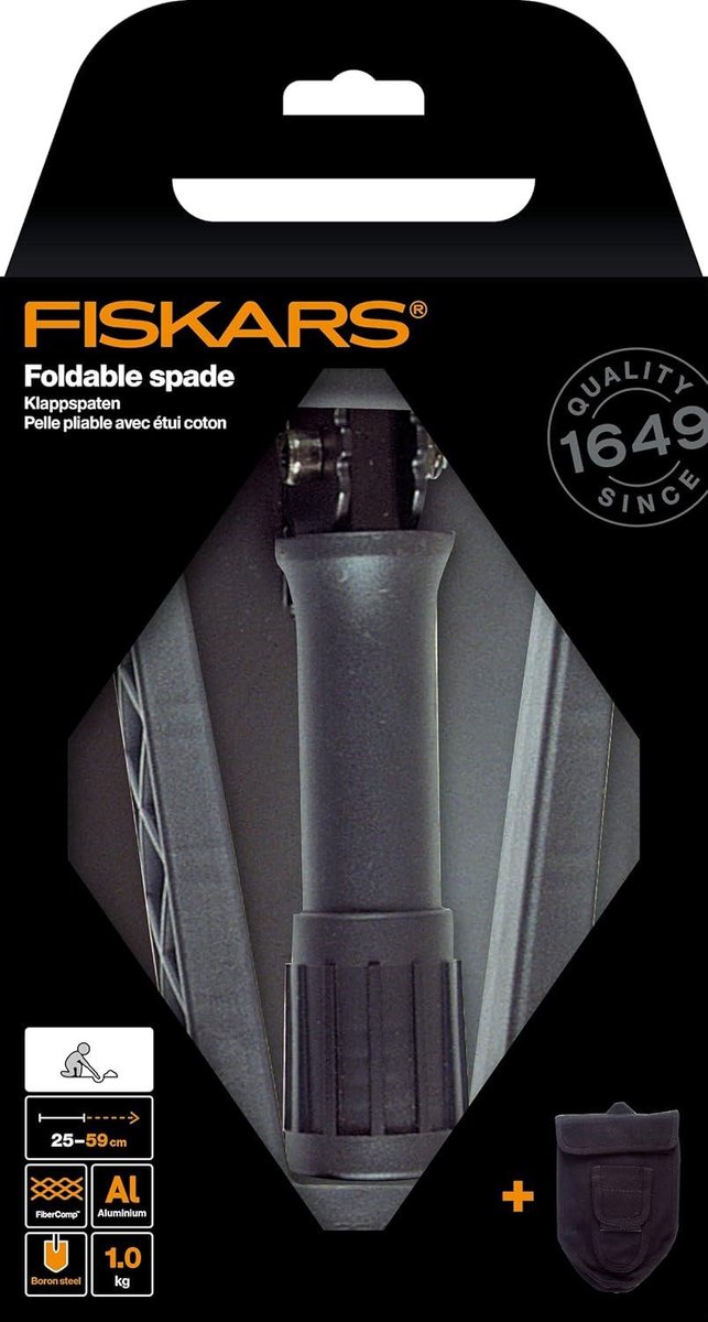 Opvouwbare spade voor kampeerders en bergbeklimmers - lengte 59 cm - gehard boorstaal - zwart - met canvastas van Merkloos	 — afbeelding 5