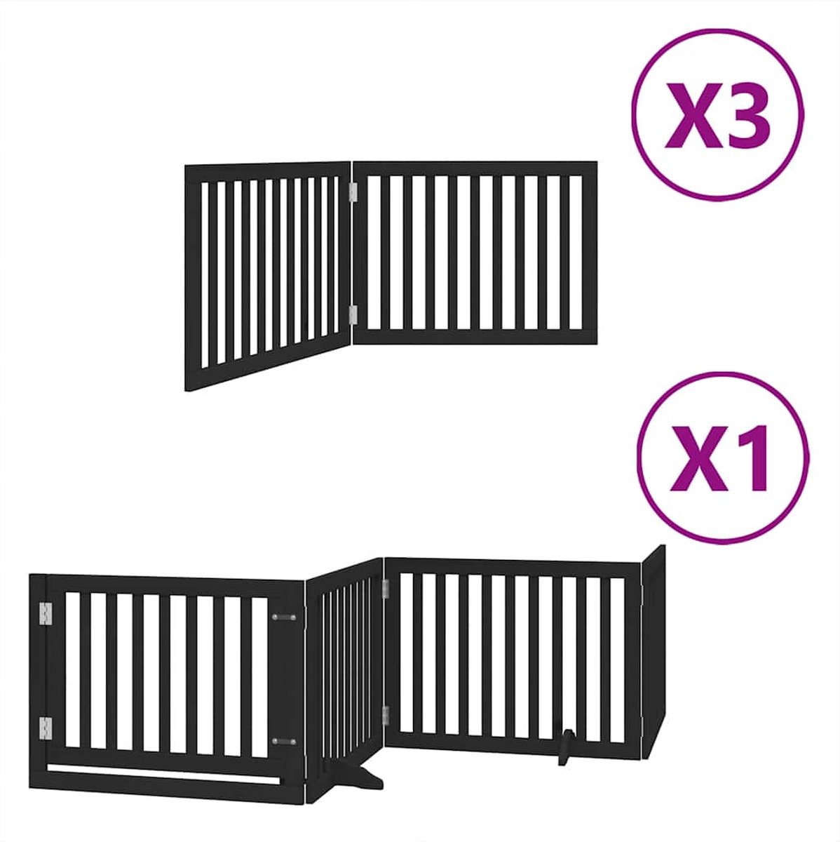 Bol.com vidaXL - Hondenhek - inklapbaar - 10 - panelen - 800 - cm - populierenhout - zwart aanbieding