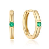 Boucles d'oreilles d'oreilles créoles Elenza dorées avec zircone vert