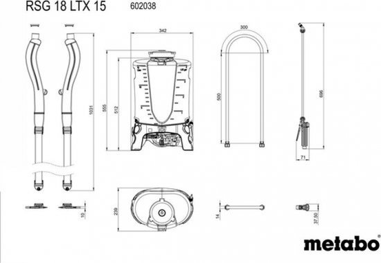 Metabo RSG 18 LTX 15 18V Li-Ion rugsproeier body - 15L van Merkloos	 — afbeelding 4
