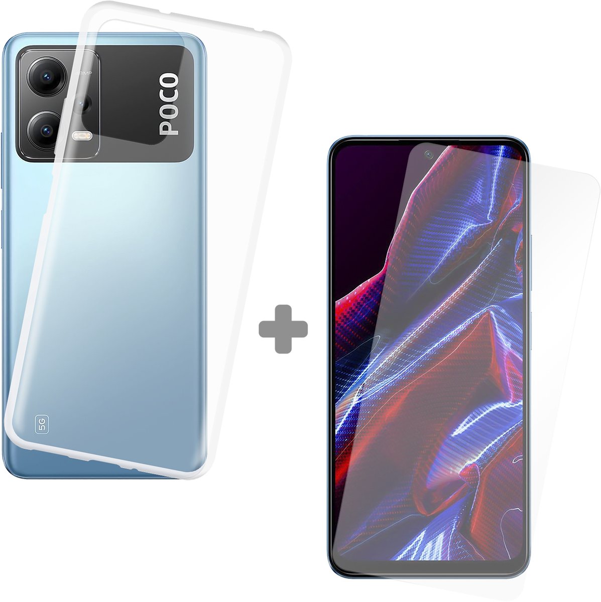 Cazy soft TPU Hoesje + Tempered Glas Screenprotector geschikt voor Poco X5 - Transparant