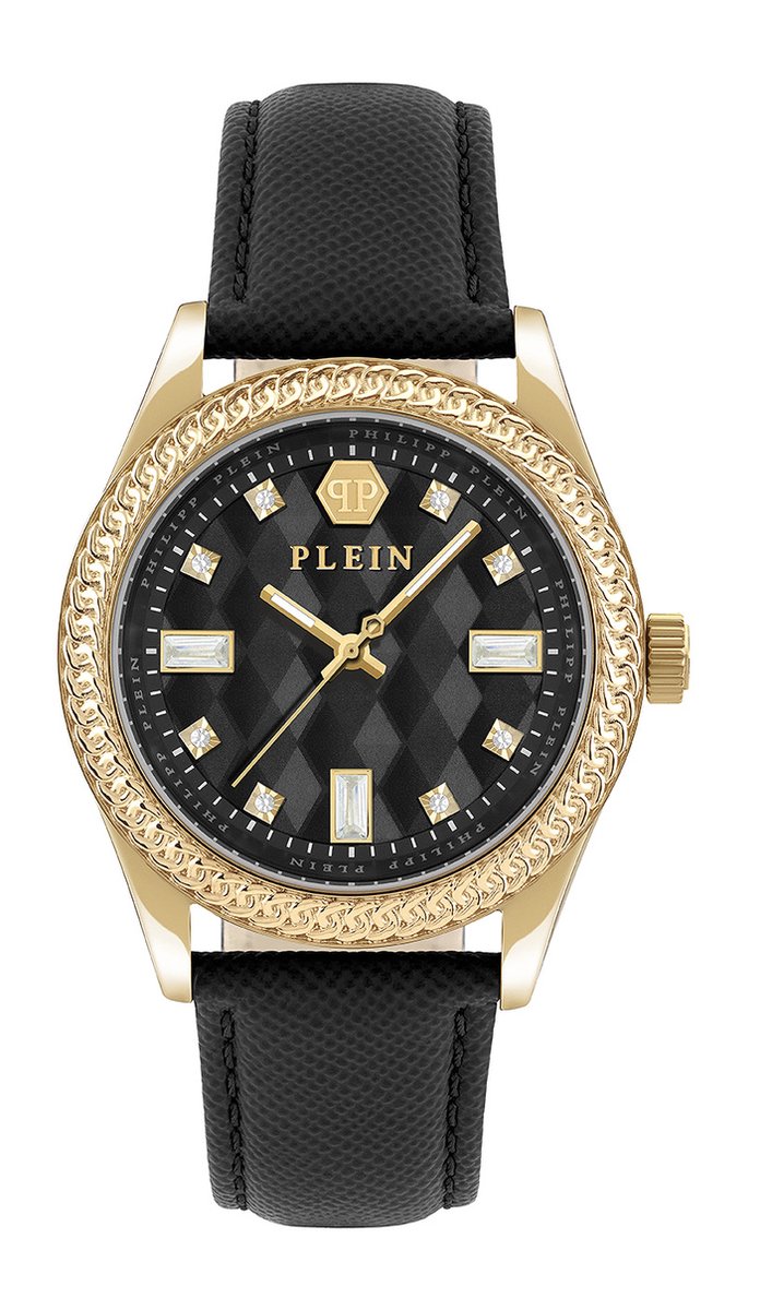 Philipp Plein Queen PWCDA0224 Horloge - Leer - Zwart - Ø 38 mm