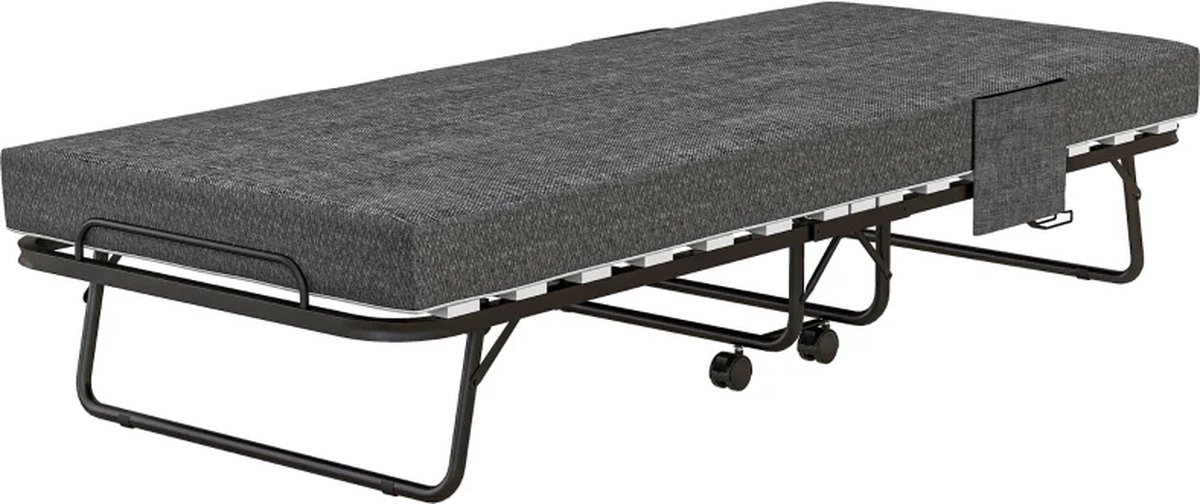 Vouwbed - Opklapbed - Logeerbed - Zetelbed - Logeermatras - 1 persoons - Metalen frame - Donkergrijs
