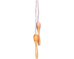 GOKI Springtouw - Wit/Rood/Blauw - L230Cm - Met Verniste Handgrepen - 4 Jaar