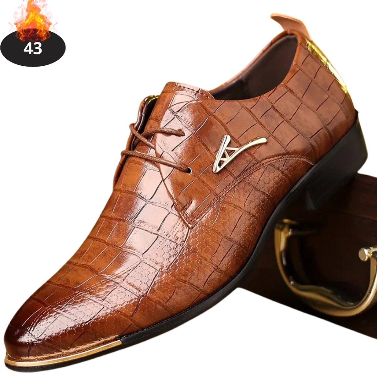 Livano Nette Schoenen Heren Business Schoenen Bruiloft Kantoorschoenen Leer Met Veters Donkerbruin