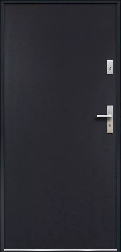 Porte pleine acier H.207 x L.100 cm anthracite - Pousser à droite - AGUEDA L 95 cm x H 203,5 cm x P 9 cm