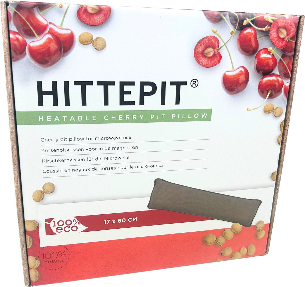 Hittepit Rechthoekig ECO Kersenpitkussen - Pittenzak Magnetron - 60cm x 17cm — afbeelding 2