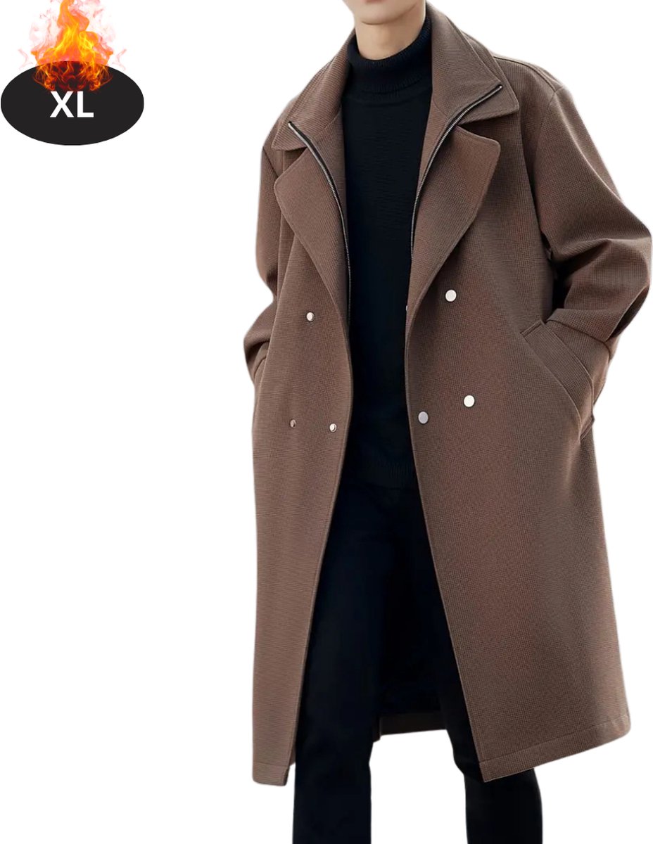 Nivard Mantel Heren Tussenmantel Jas Mantelpakje Trenchcoat Overjas Overcoat Winter Koffie Bruin