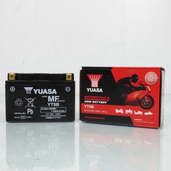 Batterie SLA Yuasa pour Moto Yamaha 660 MT-03 2006 à 2013 YT9B / 12V 8.4Ah Neuf