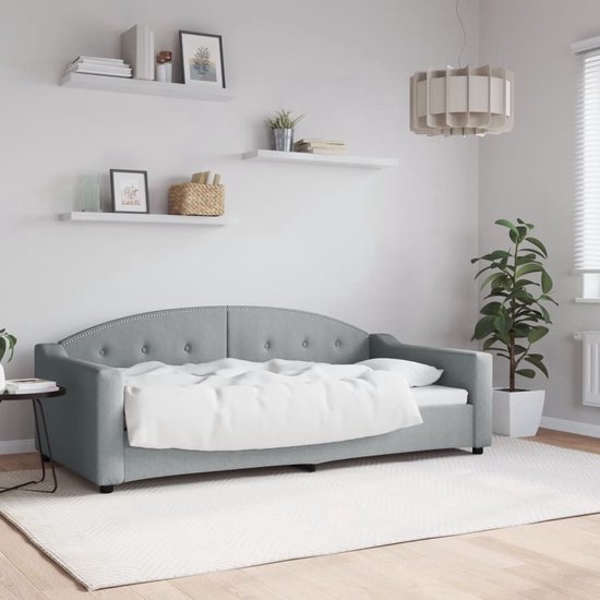 vidaXL Daybed - Slaapbank - Slaapbank 90x190 cm stof lichtgrijs - Sofa Bed - Tweepersoonsbed - Lounge Meubels