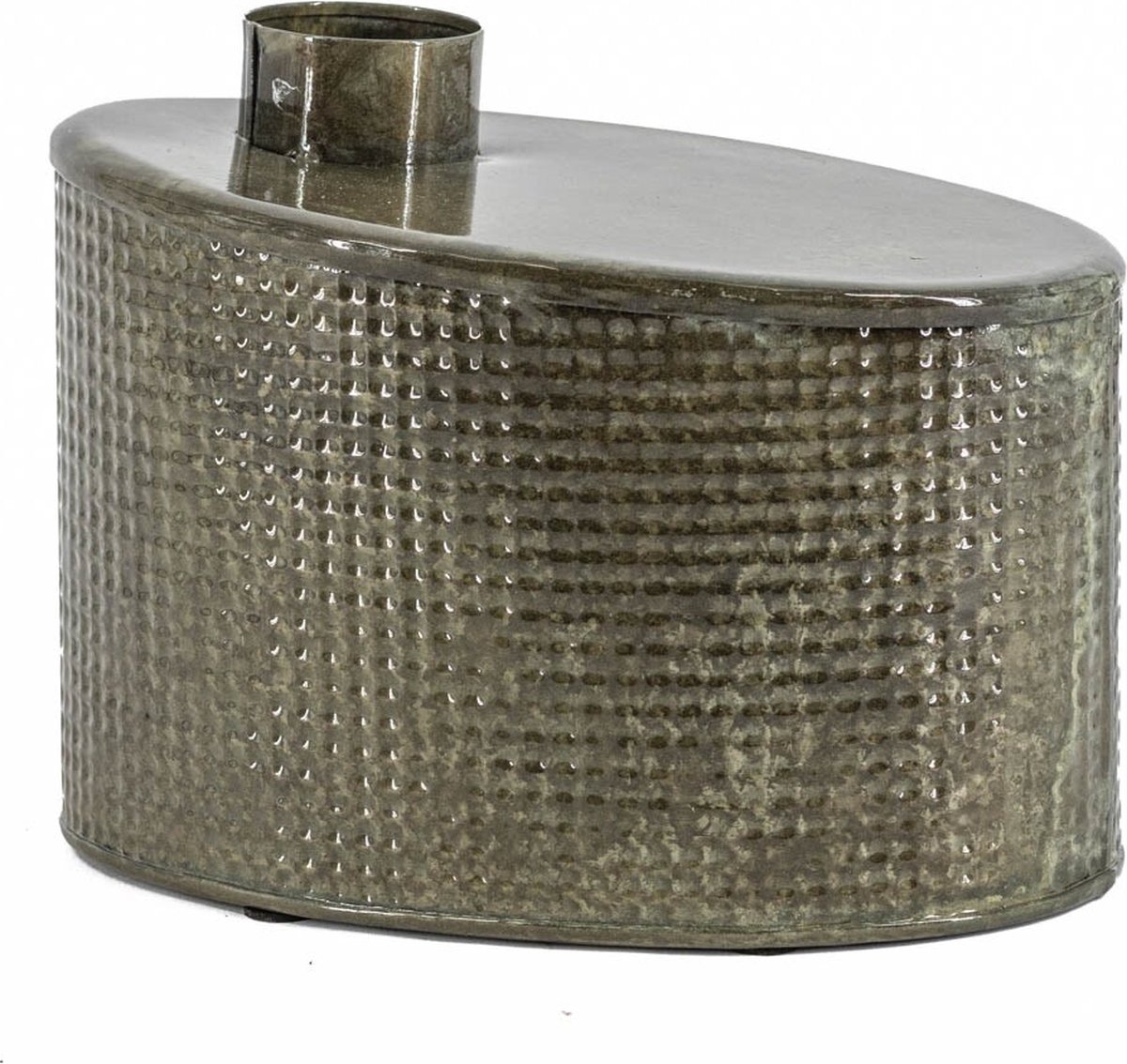homebound by ky Metalen vaas ovaal olive stone | 15x23x18cm | vaas Groen