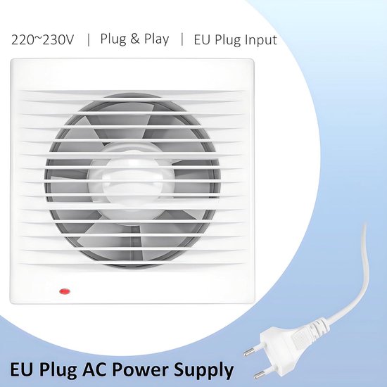 Badkamerventilator 120 mm met terugslagklep, timer naloop, vochtregeling 150 m3/h, gemaakt in de EU