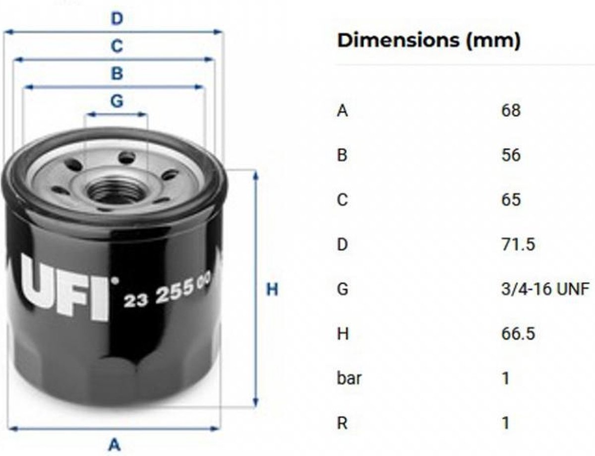 Filtre à huile cartouche UFI Filters pour auto voiture automobile 2325500 Neuf