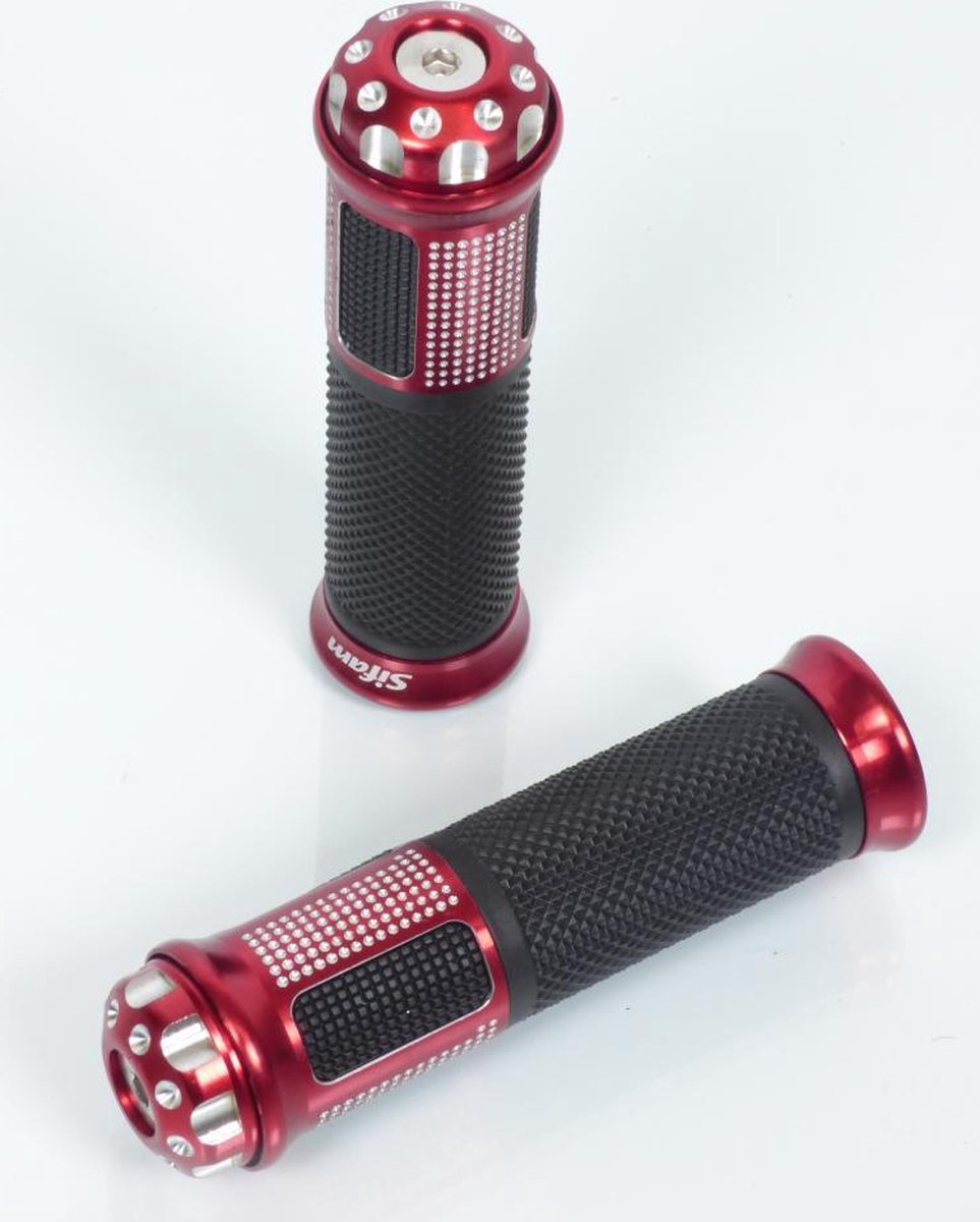 rood en zwart aluminium/rubber sifam handvat voor motorstuur diameter 22mm nieuw