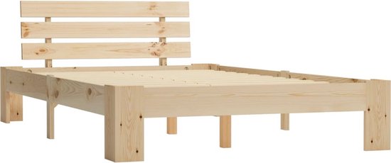 The Living Store Cadre de lit Bois de pin 140x200 cm - Naturel - Solide et durable
