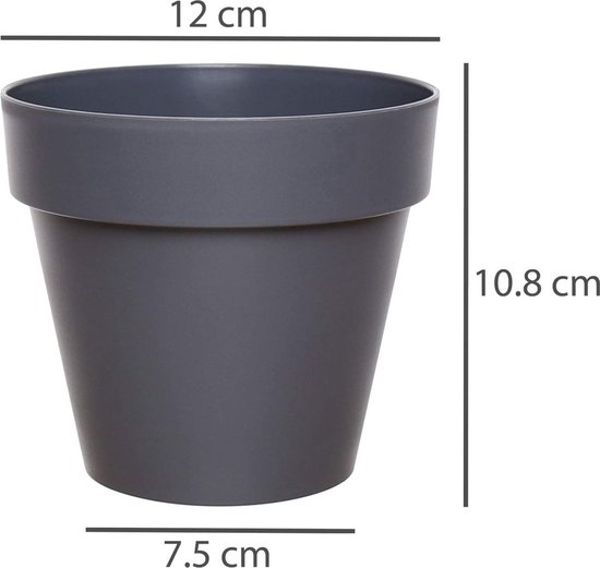 2friends Set van 4 plantenpotten, XXL, 48 cm, antraciet, grote bloempot kunststof, buitenplantenpot, uv-bestendig, vorstbestendig, Made in DE, drainage, onderzetter, bloempot