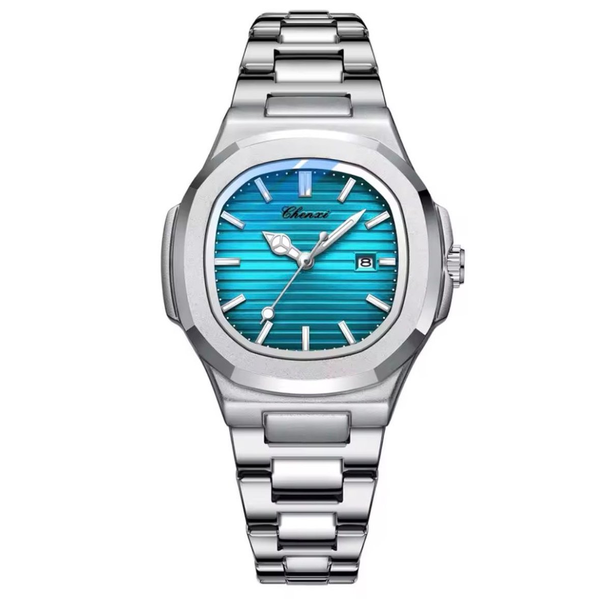 Mpariz - Luxe Dameshorloge - Polshorloge - Cadeau - Horloge - Geschenkdoos - Vrouwen - Zilver Lichtblauw - Luxe Doos