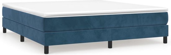 Cadre de lit vidaXL - 160 x 200 cm - Velours - Sommier tapissier bleu foncé - Lit double - Couleurs foncées - Lit en velours - Lit de Luxe