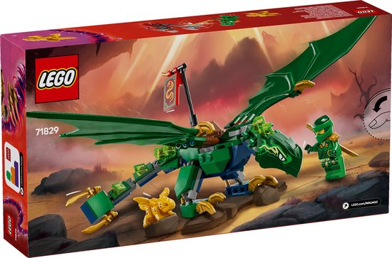 LEGO Ninjago Lloyd's groene bosdraak speelgoeddoos met groene draak met ninjapopper, en een gele draak.