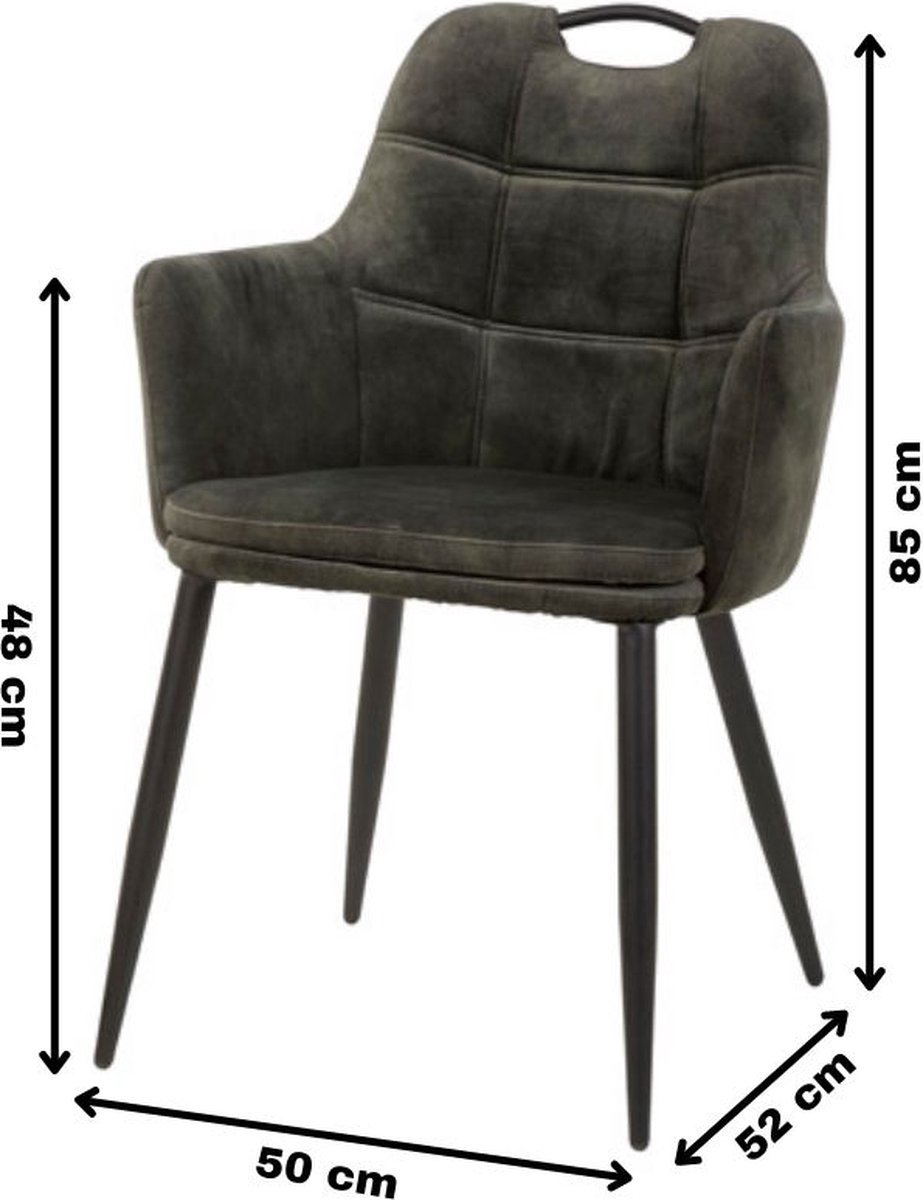 WAYS. – Kunstleren eetkamerstoelen – Mosgroen – Uniek en modern design – Metalen poten – 6 stuks