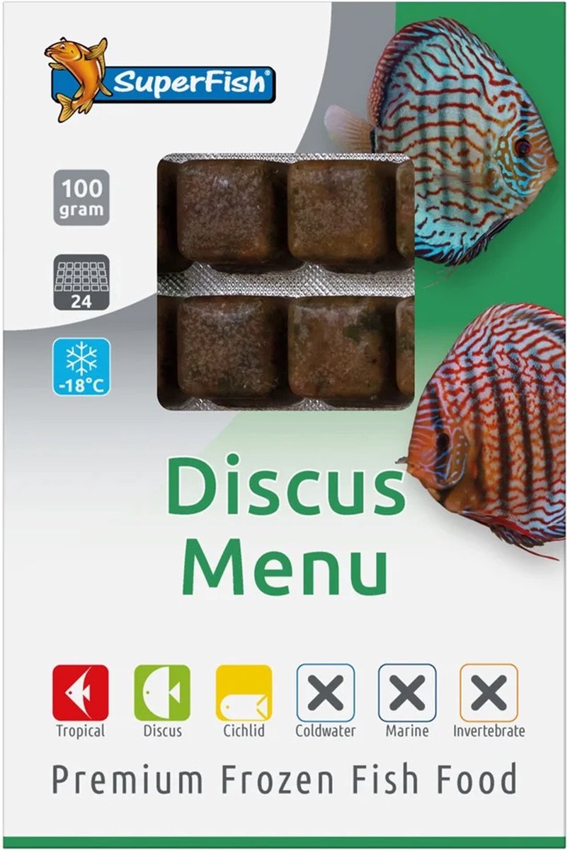 SuperFish Diepvriesvoer Diepvriesvoer Discus Menu | compleet menu voor discusvissen | 100 gram Diepvries