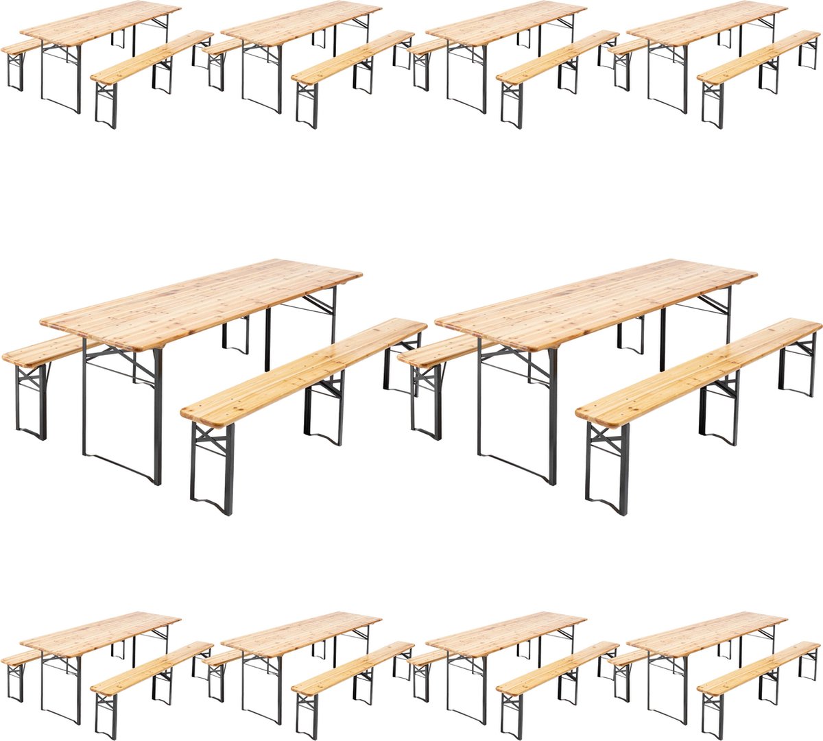 Oviala - Set van 10 Brasserie tafel en bank 220 cm - Munich
