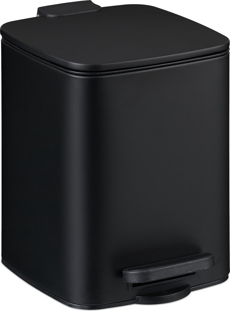 badkamer prullenbak - 6 liter - softclose - metaal - pedaalemmer - zwart
